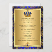Invitation de baptême Couronne Royale Bleue Royale (Devant)