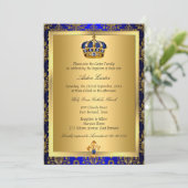 Invitation de baptême Couronne Royale Bleue Royale (Debout devant)