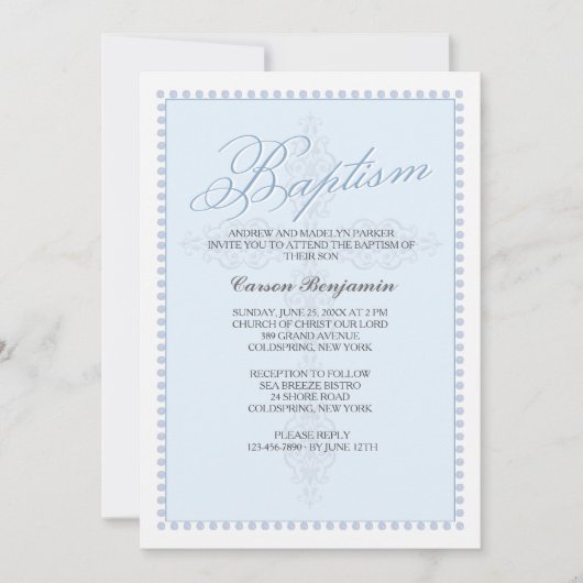 Invitation de baptême Croix Bleue (Devant)