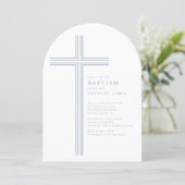 Invitation de baptême Croix Bleue minimale (Debout devant)