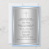 Invitation de baptême croix diamant bleu (Devant)