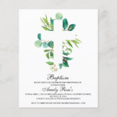 Invitation de baptême croix en feuilles d'eucalypt (Devant)