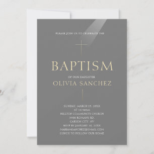 Invitation de baptême Croix Or