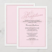 Invitation de baptême Croix Rose (Devant / Derrière)