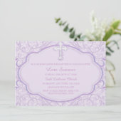 Invitation de baptême croix violette (Debout devant)