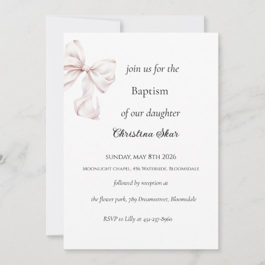Invitation de baptême d'arc (Devant)