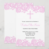Invitation de baptême de baptême de damassé (Devant / Derrière)