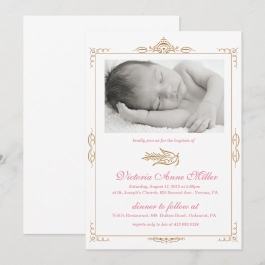 Invitation de baptême de bébé (Devant / Derrière)