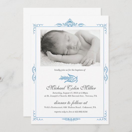 Invitation de baptême de bébé (Devant / Derrière)
