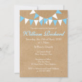Invitation de baptême de bébé Bunting Bleu (Devant)