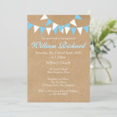 Invitation de baptême de bébé Bunting Bleu (Debout devant)
