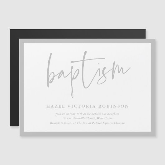 Invitation de baptême & de christening en écriture (Devant / Derrière)