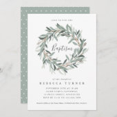 invitation de baptême de couronne rustique (Devant / Derrière)