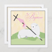 Invitation de baptême de fille - agneau de Litte (Devant / Derrière)