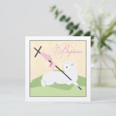 Invitation de baptême de fille - agneau de Litte (Debout devant)