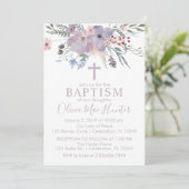 Invitation de baptême de fille aux fleurs de lilas (Debout devant)