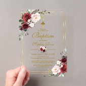Invitation de baptême de fille avec cadre rose Mar (In situ (ordinateur de poche))