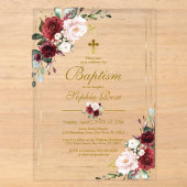 Invitation de baptême de fille avec cadre rose Mar (Recto)