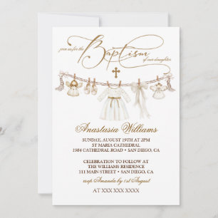 Invitation de baptême de fille bohème
