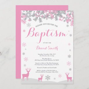 Invitation de baptême de fille de cerfs communs