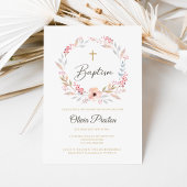 Invitation de baptême de fille florale bohème modi