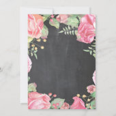 Invitation de baptême de fille rose florale (Dos)