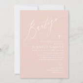 Invitation de baptême de fille rose poussiéreuse (Devant)