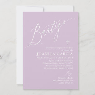 Invitation de baptême de fille violette
