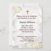 Invitation de baptême de fleurs blanches (Devant)