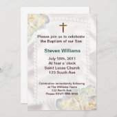 Invitation de baptême de fleurs blanches (Devant / Derrière)