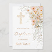 Invitation de baptême de fleurs sauvages et de ver (Devant)