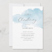 Invitation de baptême de garçon bleu. Première sai (Devant)