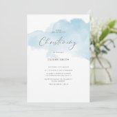 Invitation de baptême de garçon bleu. Première sai (Debout devant)