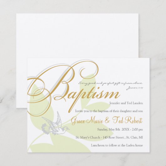 Invitation de baptême de jumeaux (Devant / Derrière)