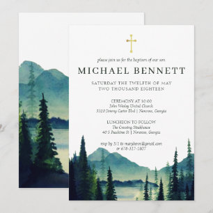 Invitation de baptême de la forêt de montagne rust