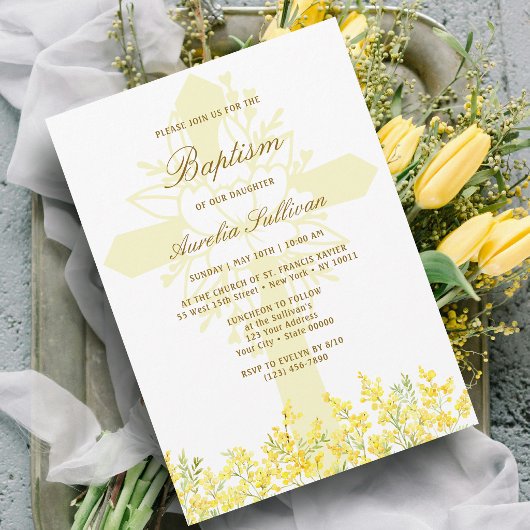 Invitation de baptême de la Sainte-Croix Mimosa ja