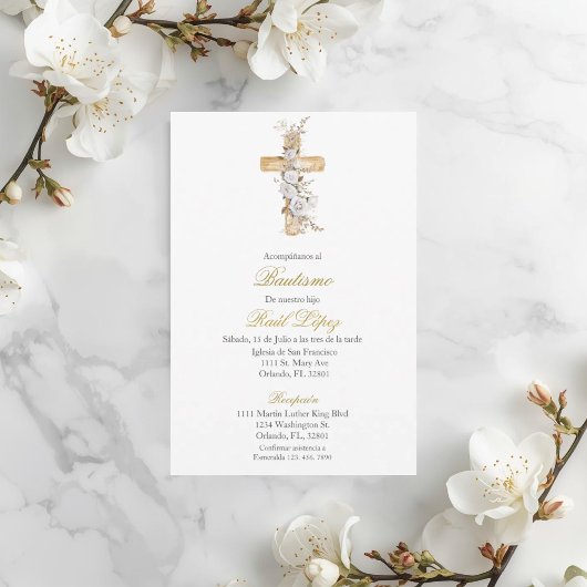 Invitation de baptême de la Sainte Croix pour garç