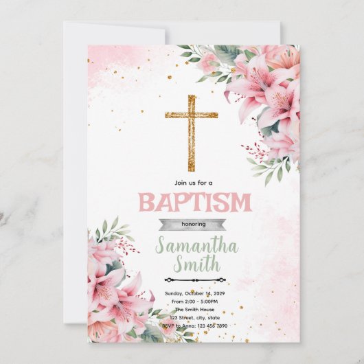 Invitation de baptême de Lily (Devant)