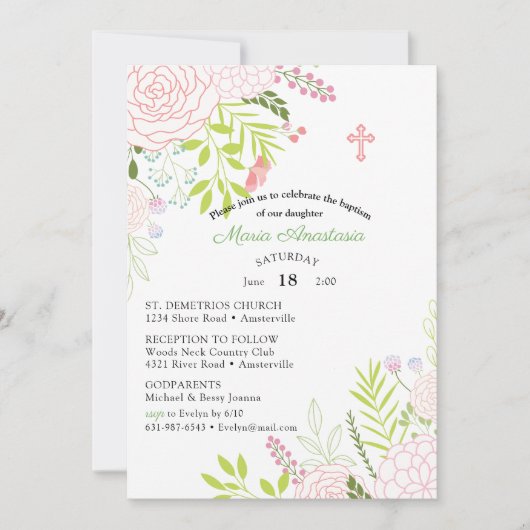 Invitation de baptême de Maria (Devant)