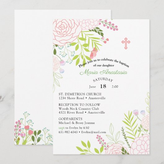 Invitation de baptême de Maria (Devant / Derrière)