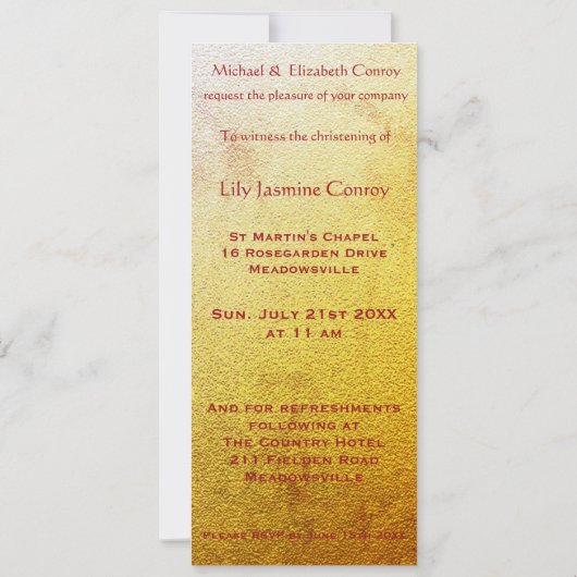 invitation de baptême de mariage en verre art déco (Dos)