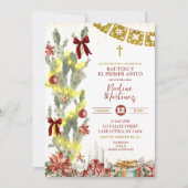 Invitation de baptême de Noël Cactus Espagnol (Devant)