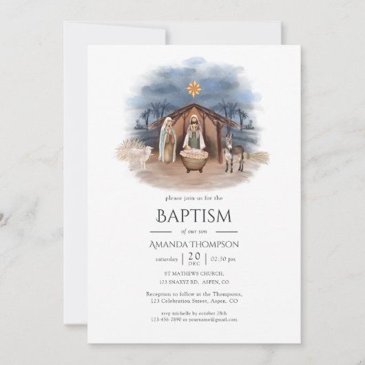 Invitation de baptême de Noël religieux (Devant)