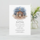 Invitation de baptême de Noël religieux (Debout devant)