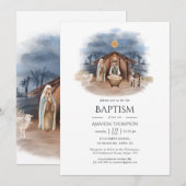 Invitation de baptême de Noël religieux (Devant / Derrière)