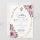 Invitation de baptême de petite fille aux fleurs r (Devant)
