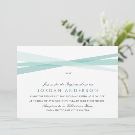 Invitation de Baptême de rubans Abstraits (Debout devant)