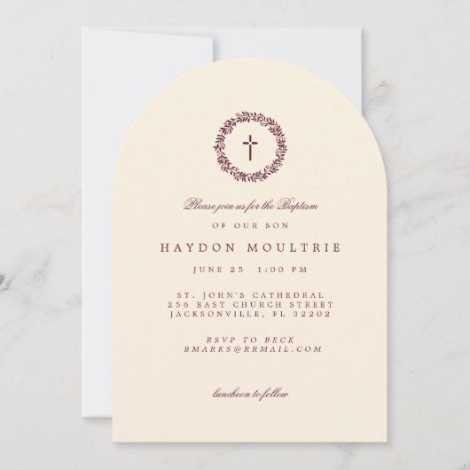 Invitation de baptême écru (Devant)