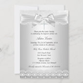 Invitation de baptême en dentelle argentée et croi (Devant)