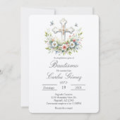 Invitation de baptême en espagnol avec croix (Devant)